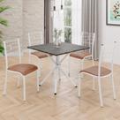 Conjunto Sala de Jantar Mesa Quadrada 75x75cm Tampo Mdp Ardósia Indiana 4 Cadeiras Paraty