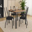 Conjunto Sala de Jantar Mesa Quadrada 90cm Tampo BP com 4 Cadeiras Adriana