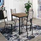 Conjunto Sala de Jantar Mesa Quadrada 90cm Tampo BP com 4 Cadeiras Adriana