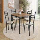 Conjunto Sala de Jantar Mesa Quadrada 90cm Tampo BP com 4 Cadeiras Adriana