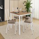 Conjunto Sala de Jantar Mesa Quadrada 90cm Tampo BP com 4 Cadeiras Adriana