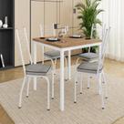 Conjunto Sala de Jantar Mesa Quadrada 90cm Tampo BP com 4 Cadeiras Adriana Branco/Grafiato/Demolição