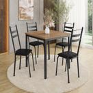 Conjunto Sala de Jantar Mesa Quadrada 90cm Tampo BP com 4 Cadeiras Adriana Preto/Demolição
