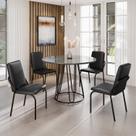 Conjunto Sala de Jantar Mesa Redonda 100cm Base Omega Tampo Mdf Laca com Vidro Malibu Conjunto Sala de Jantar Mesa Redonda 100cm Base Omega Tampo Mdf Laca com Vidro Malibu