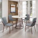 Conjunto Sala de Jantar Mesa Redonda 100cm Base Omega Tampo Mdf Laca com Vidro Malibu