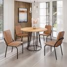 Conjunto Sala de Jantar Mesa Redonda 100cm Base Omega Tampo Mdf Malibu