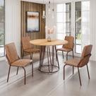 Conjunto Sala de Jantar Mesa Redonda 100cm Base Omega Tampo Mdf Malibu