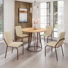 Conjunto Sala de Jantar Mesa Redonda 100cm Base Omega Tampo Mdf Malibu