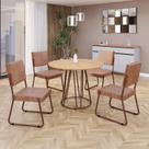 Conjunto Sala de Jantar Mesa Redonda 100cm Base Omega Tampo Mdf Napoli Conjunto Sala de Jantar Mesa Redonda 100cm Base Omega Tampo Mdf Napoli