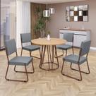 Conjunto Sala de Jantar Mesa Redonda 100cm Base Omega Tampo Mdf Napoli