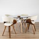 Conjunto Sala de Jantar Mesa Redonda 120cm Eiffel Tampo Mdf com 4 Cadeiras Betina Linho