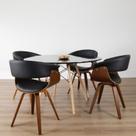 Conjunto Sala de Jantar Mesa Redonda 120cm Eiffel Tampo Mdf com 4 Cadeiras Betina Pu