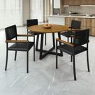 Conjunto Sala de Jantar Mesa Redonda 4 Cadeiras com Braço MDF Coliseu Preto Conjunto Sala de Jantar Mesa Redonda 4 Cadeiras com Braço MDF Coliseu Preto