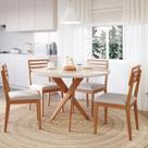 Conjunto Sala de Jantar Mesa Redonda 4 Cadeiras MDF e Vidro Cacau Juparanã Marrom