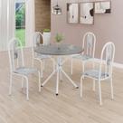 Conjunto Sala de Jantar Mesa Redonda 70cm Tampo Granito Topázio 4 Cadeiras Linda Yescasa Branco/Paraopeba