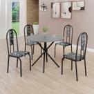 Conjunto Sala de Jantar Mesa Redonda 70cm Tampo Granito Topázio 4 Cadeiras Linda Yescasa Preto/Floral/Fosco Conjunto Sala de Jantar Mesa Redonda 70cm Tampo Granito Topázio 4 Cadeiras Linda Yescasa Preto/Floral/Fosco