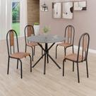 Conjunto Sala de Jantar Mesa Redonda 70cm Tampo Granito Topázio 4 Cadeiras Linda Yescasa Preto/Marrom/Fosco Conjunto Sala de Jantar Mesa Redonda 70cm Tampo Granito Topázio 4 Cadeiras Linda Yescasa Preto/Marrom/Fosco