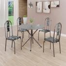 Conjunto Sala de Jantar Mesa Redonda 70cm Tampo Granito Topázio 4 Cadeiras Linda Yescasa