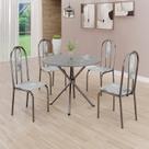 Conjunto Sala de Jantar Mesa Redonda 70cm Tampo Granito Topázio 4 Cadeiras Linda Yescasa