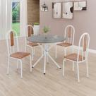 Conjunto Sala de Jantar Mesa Redonda 70cm Tampo Granito Topázio 4 Cadeiras Linda Yescasa