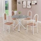 Conjunto Sala de Jantar Mesa Redonda 70cm Tampo Granito Topázio 4 Cadeiras Linda Yescasa