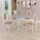 Conjunto Sala de Jantar Mesa Redonda 75cm Tampo Granito Ocre 4 Cadeiras Linda Yescasa Branco/Marrom Conjunto Sala de Jantar Mesa Redonda 75cm Tampo Granito Ocre 4 Cadeiras Linda Yescasa Branco/Marrom