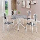 Conjunto Sala de Jantar Mesa Redonda 75cm Tampo Granito Ocre 4 Cadeiras Linda Yescasa Branco/Preto Floral Conjunto Sala de Jantar Mesa Redonda 75cm Tampo Granito Ocre 4 Cadeiras Linda Yescasa Branco/Preto Floral
