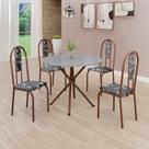 Conjunto Sala de Jantar Mesa Redonda 75cm Tampo Granito Ocre 4 Cadeiras Linda Yescasa Marrom/Preto Floral