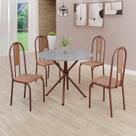 Conjunto Sala de Jantar Mesa Redonda 75cm Tampo Granito Ocre 4 Cadeiras Linda Yescasa Marrom