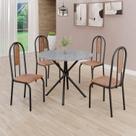Conjunto Sala de Jantar Mesa Redonda 75cm Tampo Granito Ocre 4 Cadeiras Linda Yescasa