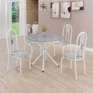 Conjunto Sala de Jantar Mesa Redonda 75cm Tampo Granito Ocre 4 Cadeiras Linda Yescasa