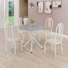 Conjunto Sala de Jantar Mesa Redonda 75cm Tampo Granito Ocre 4 Cadeiras Linda Yescasa