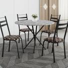 Conjunto sala de Jantar Mesa Redonda 80cm Tampo Granito com 4 Cadeiras Milla
