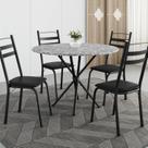 Conjunto Sala de Jantar Mesa Redonda 80cm Tampo Granito com 4 Cadeiras Milla Preto/Ocre Conjunto Sala de Jantar Mesa Redonda 80cm Tampo Granito com 4 Cadeiras Milla Preto/Ocre