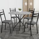 Conjunto sala de Jantar Mesa Redonda 80cm Tampo Granito com 4 Cadeiras Milla Preto/Platina/Ocre Conjunto sala de Jantar Mesa Redonda 80cm Tampo Granito com 4 Cadeiras Milla Preto/Platina/Ocre