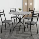 Conjunto sala de Jantar Mesa Redonda 80cm Tampo Granito com 4 Cadeiras Milla Preto/Platina/Ocre