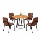 Conjunto Sala de Jantar mesa redonda 90 cm Teixeira Ômega com 4 cadeiras Malibu estofadas Preto Cinamomo