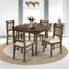 Conjunto Sala de Jantar Mesa Redonda Com 4 Cadeiras Madeira Maciça Mv Outlet