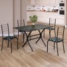 Conjunto Sala de Jantar Mesa Retangular 100x60cm Tampo Ardósia Indiana 4 Cadeiras Rio