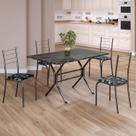 Conjunto Sala de Jantar Mesa Retangular 100x60cm Tampo Ardósia Indiana 4 Cadeiras Rio
