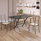Conjunto Sala de Jantar Mesa Retangular 100x60cm Tampo Ardósia Indiana 4 Cadeiras Rio