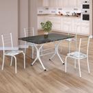 Conjunto Sala de Jantar Mesa Retangular 100x60cm Tampo Ardósia Indiana 4 Cadeiras Rio