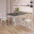 Conjunto Sala de Jantar Mesa Retangular 100x60cm Tampo Ardósia Indiana 4 Cadeiras Rio Conjunto Sala de Jantar Mesa Retangular 100x60cm Tampo Ardósia Indiana 4 Cadeiras Rio