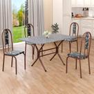 Conjunto Sala de Jantar Mesa Retangular 100x60cm Tampo Granito Ocre 4 Cadeiras Linda Yescasa