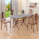 Conjunto Sala de Jantar Mesa Retangular 100x60cm Tampo Granito Ocre 4 Cadeiras Linda Yescasa