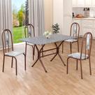 Conjunto Sala de Jantar Mesa Retangular 100x60cm Tampo Granito Ocre 4 Cadeiras Linda Yescasa