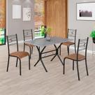 Conjunto Sala de Jantar Mesa Retangular 100x60cm Tampo Granito Ocre 4 Cadeiras Paraty