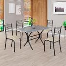 Conjunto Sala de Jantar Mesa Retangular 100x60cm Tampo Granito Ocre 4 Cadeiras Paraty