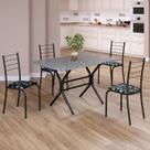 Conjunto Sala de Jantar Mesa Retangular 100x60cm Tampo Granito Ocre 4 Cadeiras Rio