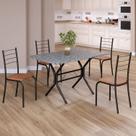 Conjunto Sala de Jantar Mesa Retangular 100x60cm Tampo Granito Ocre 4 Cadeiras Rio